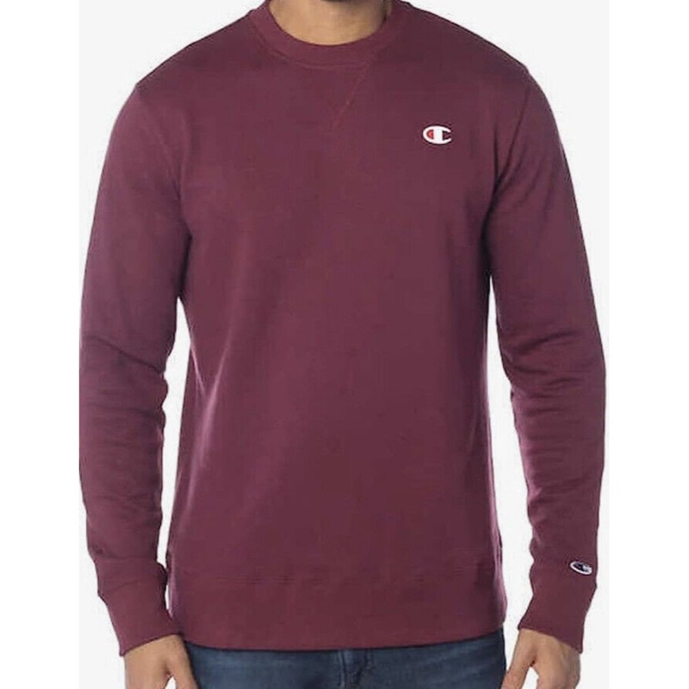 Champion Mens  LARGE French Terry Pullover Sweatshirt Maroon Red NWT